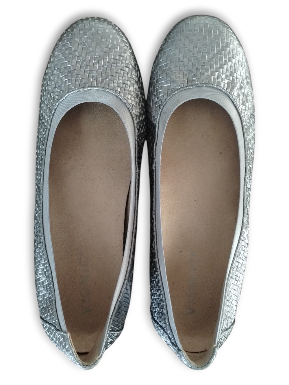 Vionic Anita Silver Metallic Basketweave Ballet Flats Orthotic 8 - Picture 6 of 11